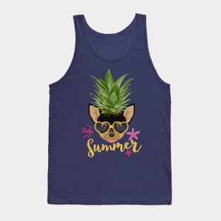 Funny Pineapple Shirt Happy Summer Vacation, Dog Lover Chihuahua Tank Top